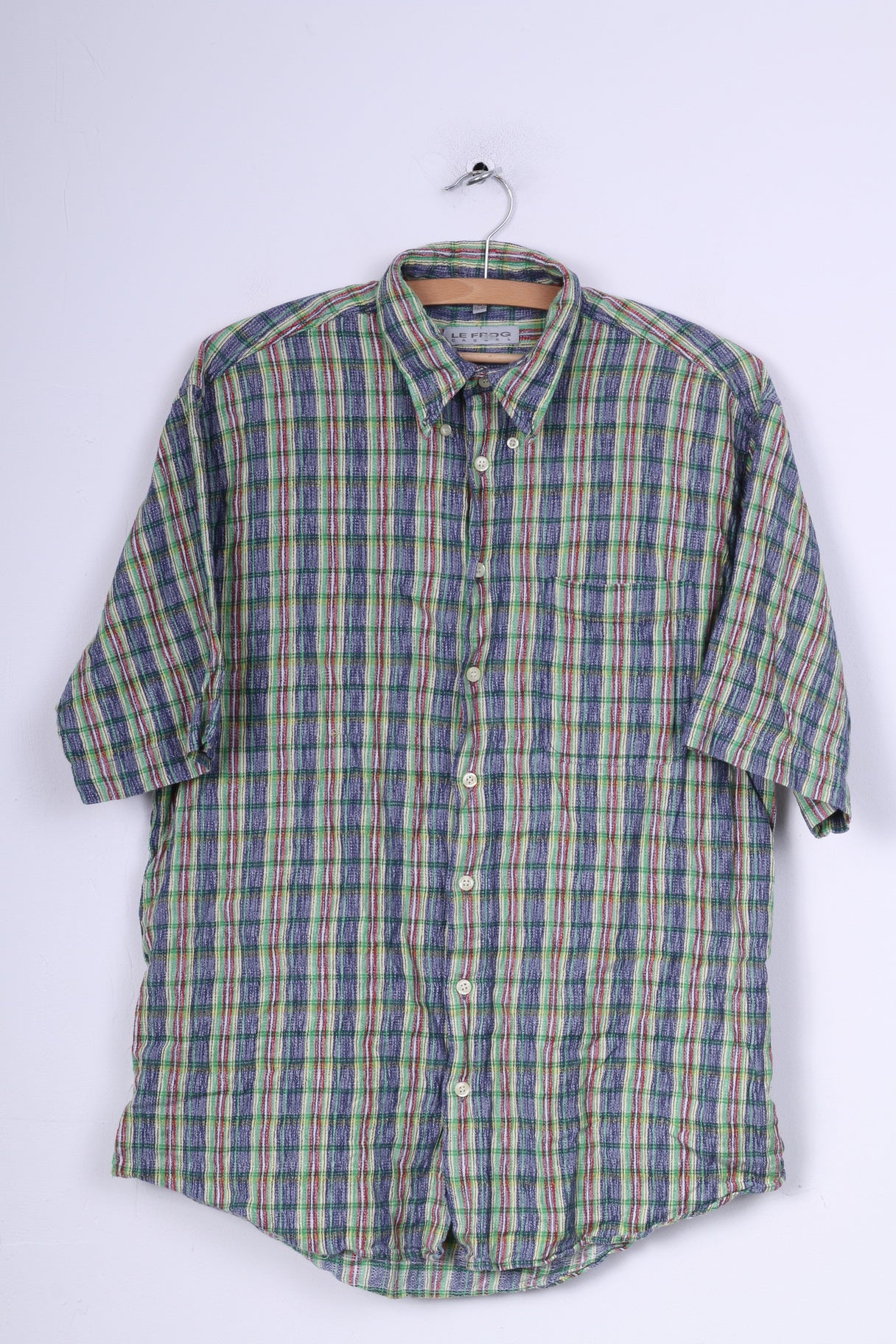 Le Frog Mens M 38/40 Casual Shirt Multicolor Check Vintage