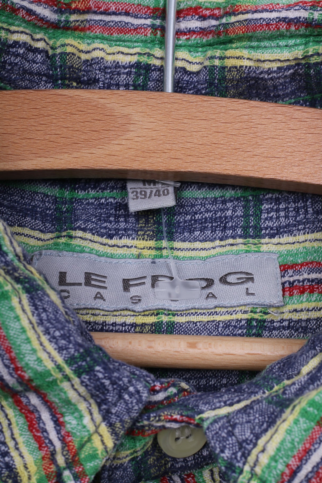 Le Frog Mens M 38/40 Casual Shirt Multicolor Check Vintage