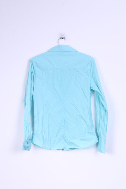 Chiemsee Womens M Casual Shirt Turquoise Cotton Detailed Buttons Long Sleeve