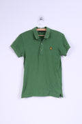 Lyle & Scott Vintage Mens S (XS) Polo Shirt Green Cotton Detailed Buttons