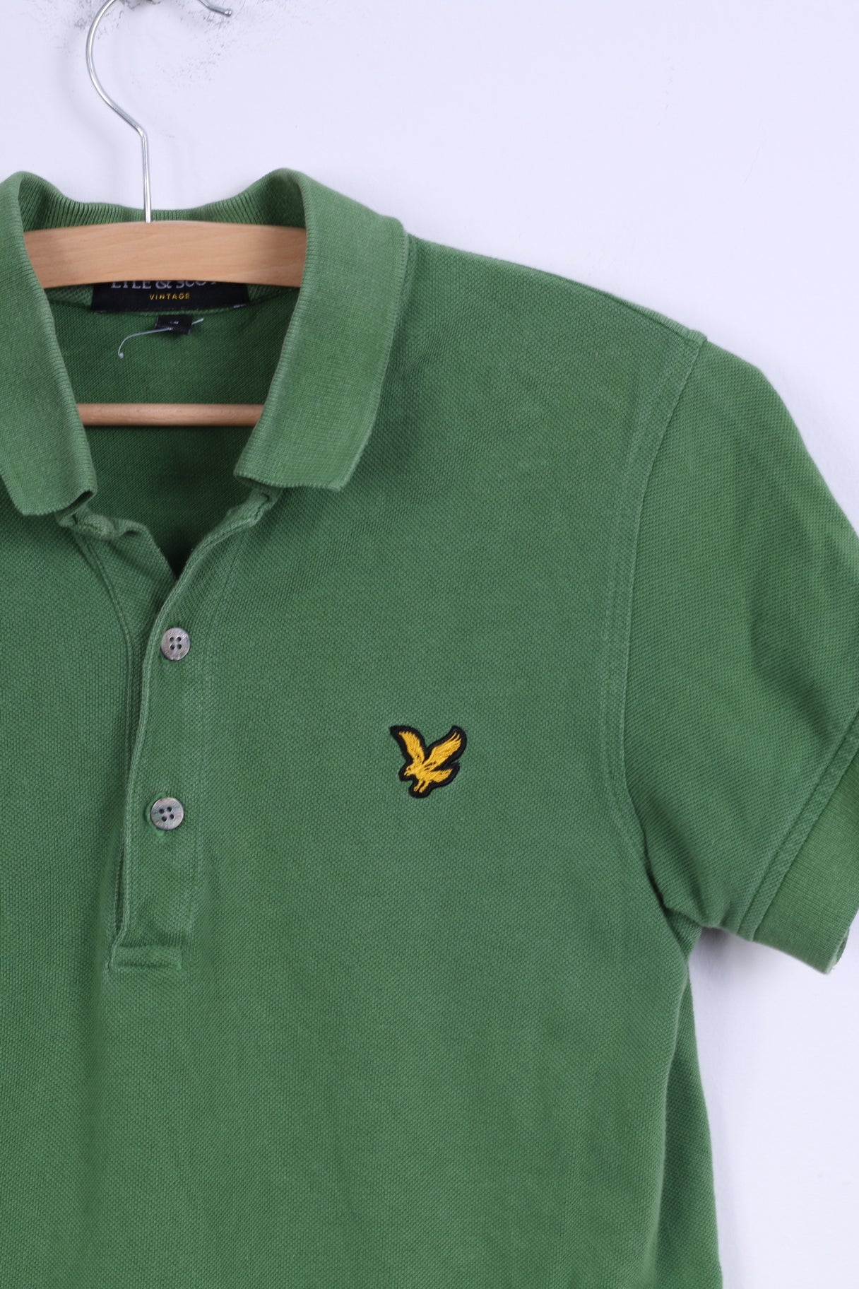Lyle &amp; Scott Vintage Polo Homme S (XS) Vert Coton Boutons Détaillés