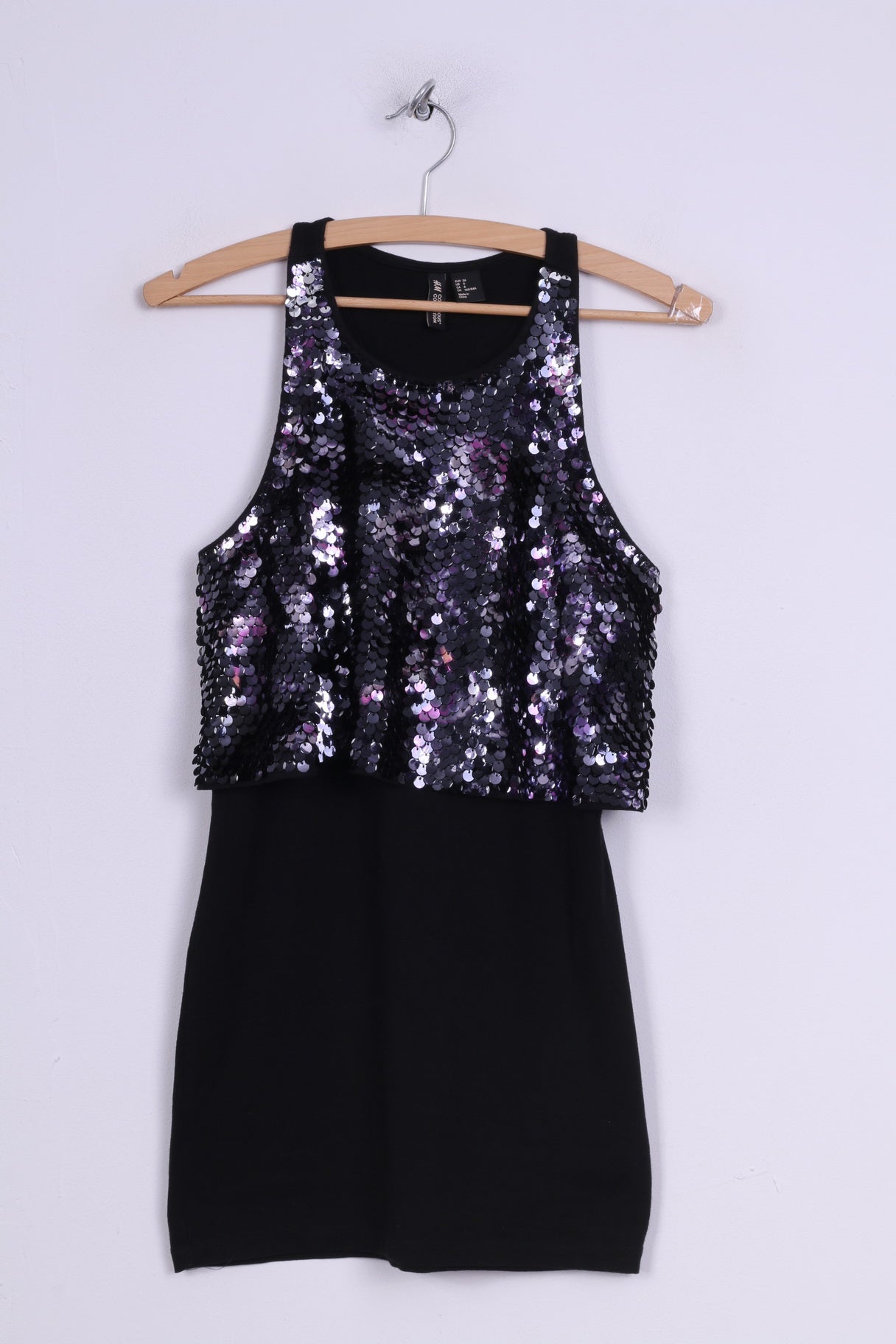 Camicia nera lucida con paillettes tunica da donna della collezione H&amp;M Conscious 36 S 