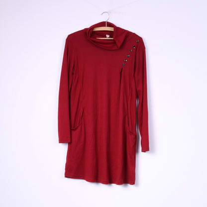 Ninnyuanmei Femme XL Jumper Rouge Tunique Pull Poche Col Roulé 