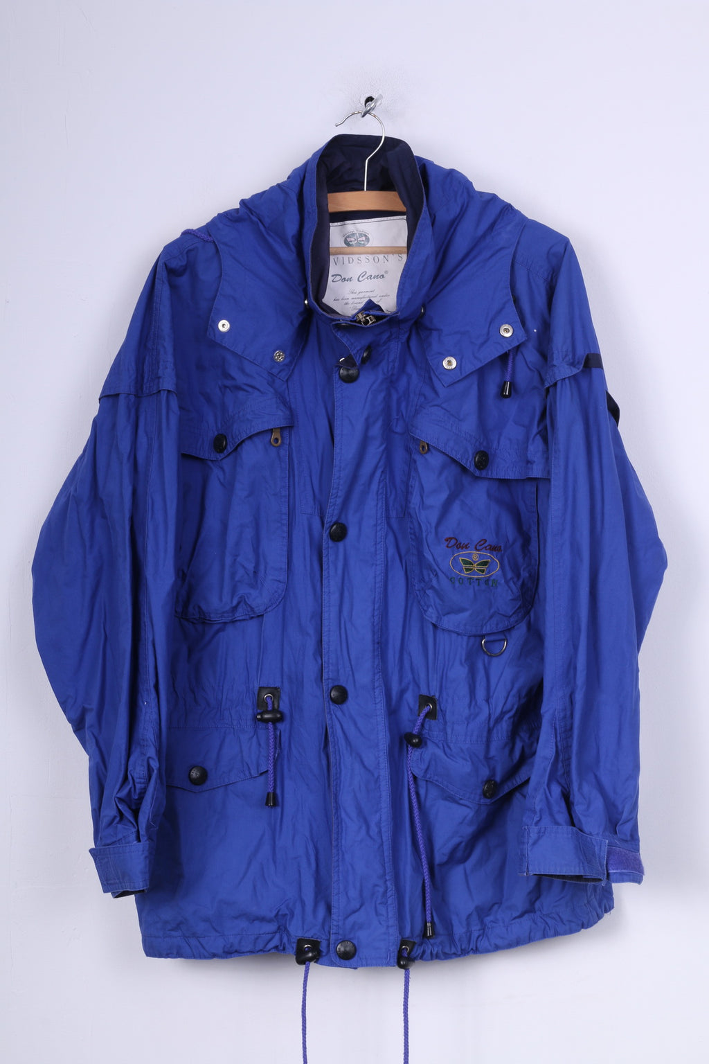 Davidsson's Don Cano Veste S pour homme Indygo Para en coton avec fermeture éclair complète et capuche