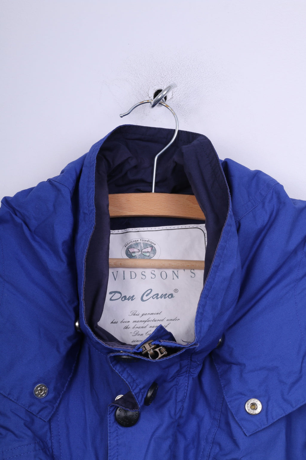 Davidsson's Don Cano Veste S pour homme Indygo Para en coton avec fermeture éclair complète et capuche