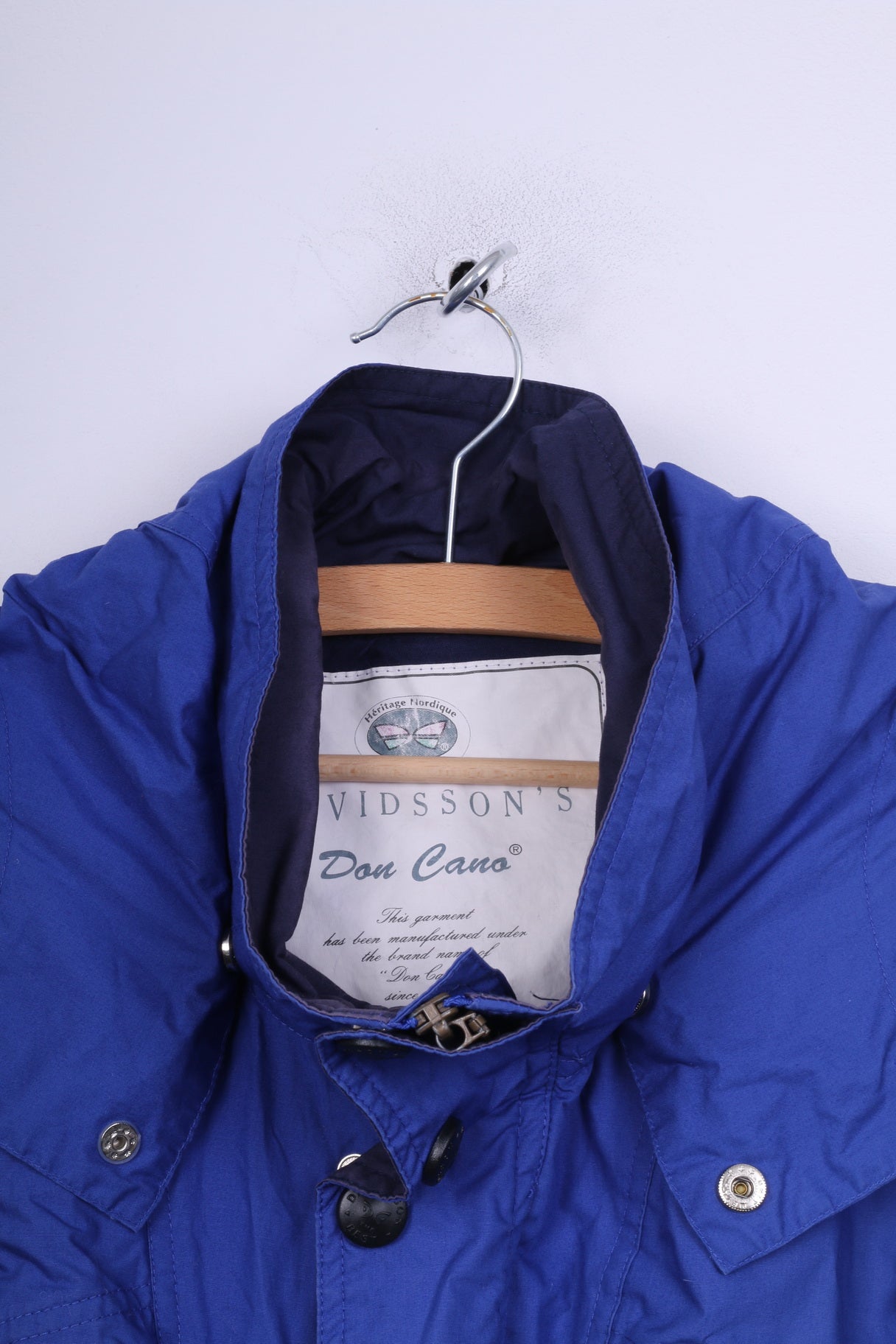 Davidsson's Don Cano Veste S pour homme Indygo Para en coton avec fermeture éclair complète et capuche