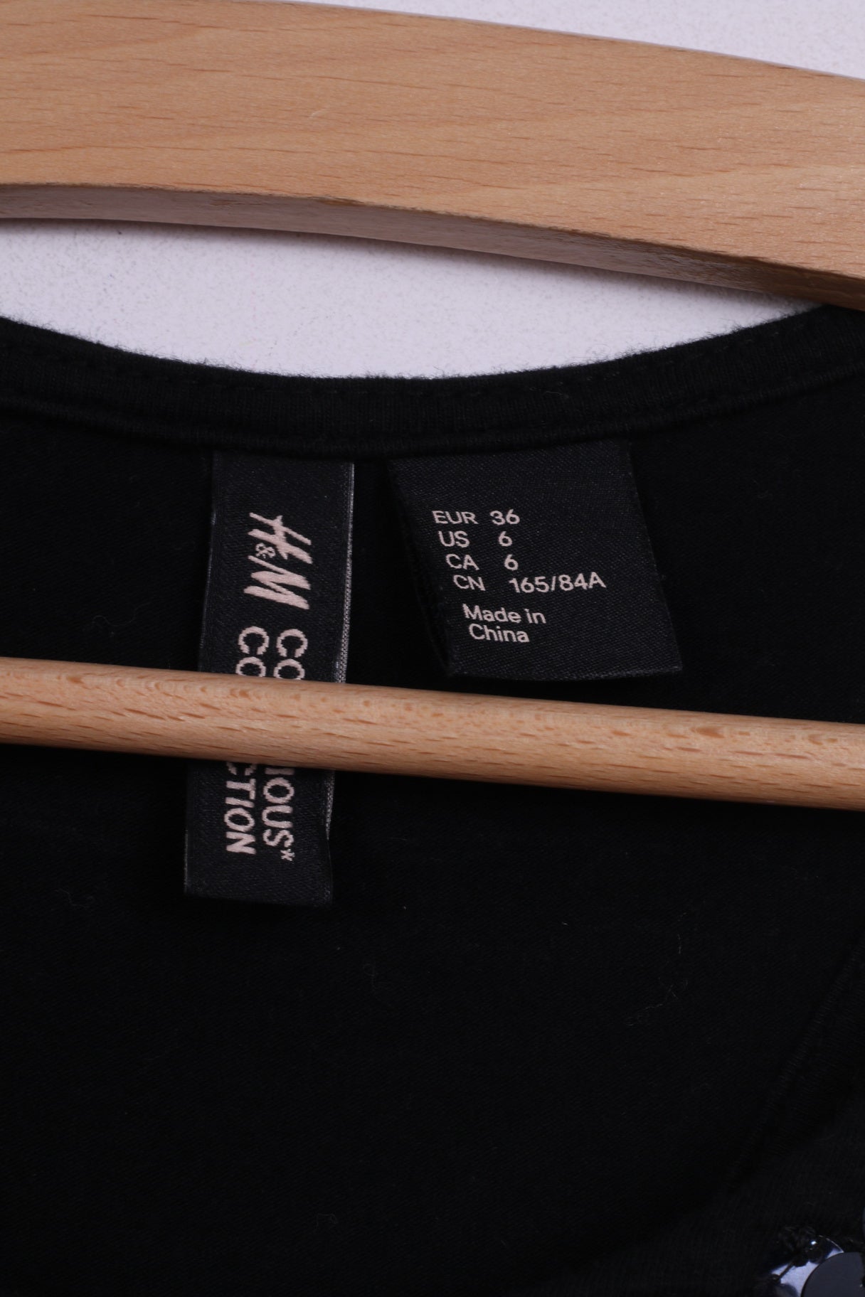 Camicia nera lucida con paillettes tunica da donna della collezione H&amp;M Conscious 36 S 