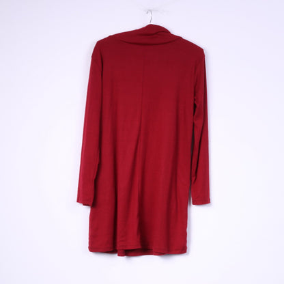 Ninnyuanmei Femme XL Jumper Rouge Tunique Pull Poche Col Roulé 