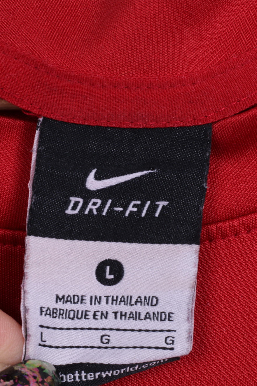 Maglia Nike L da uomo rossa Dri Fit Sport Training Football Jersey Top