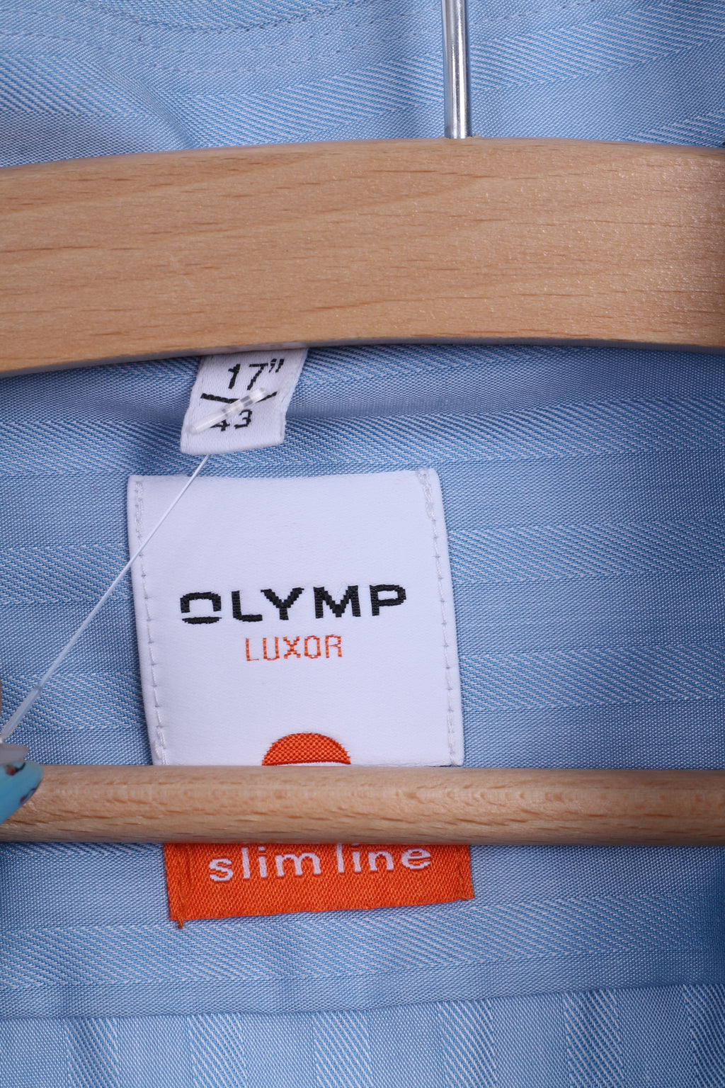 OLYMP Luxor Mens 17 43 XL Casual Shirt Blue Cotton Sim Fit Long Sleeve