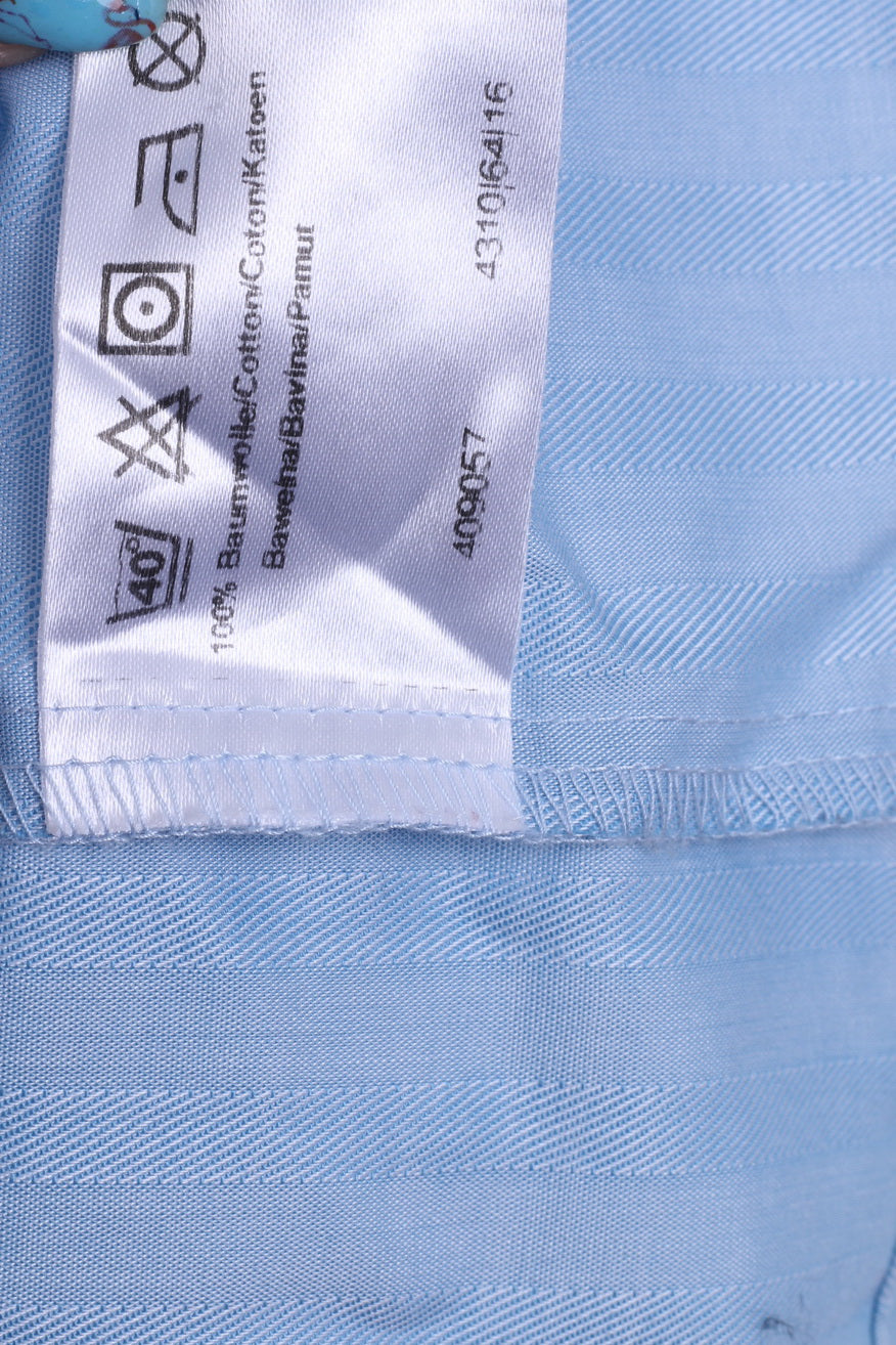 OLYMP Luxor Mens 17 43 XL Casual Shirt Blue Cotton Sim Fit Long Sleeve