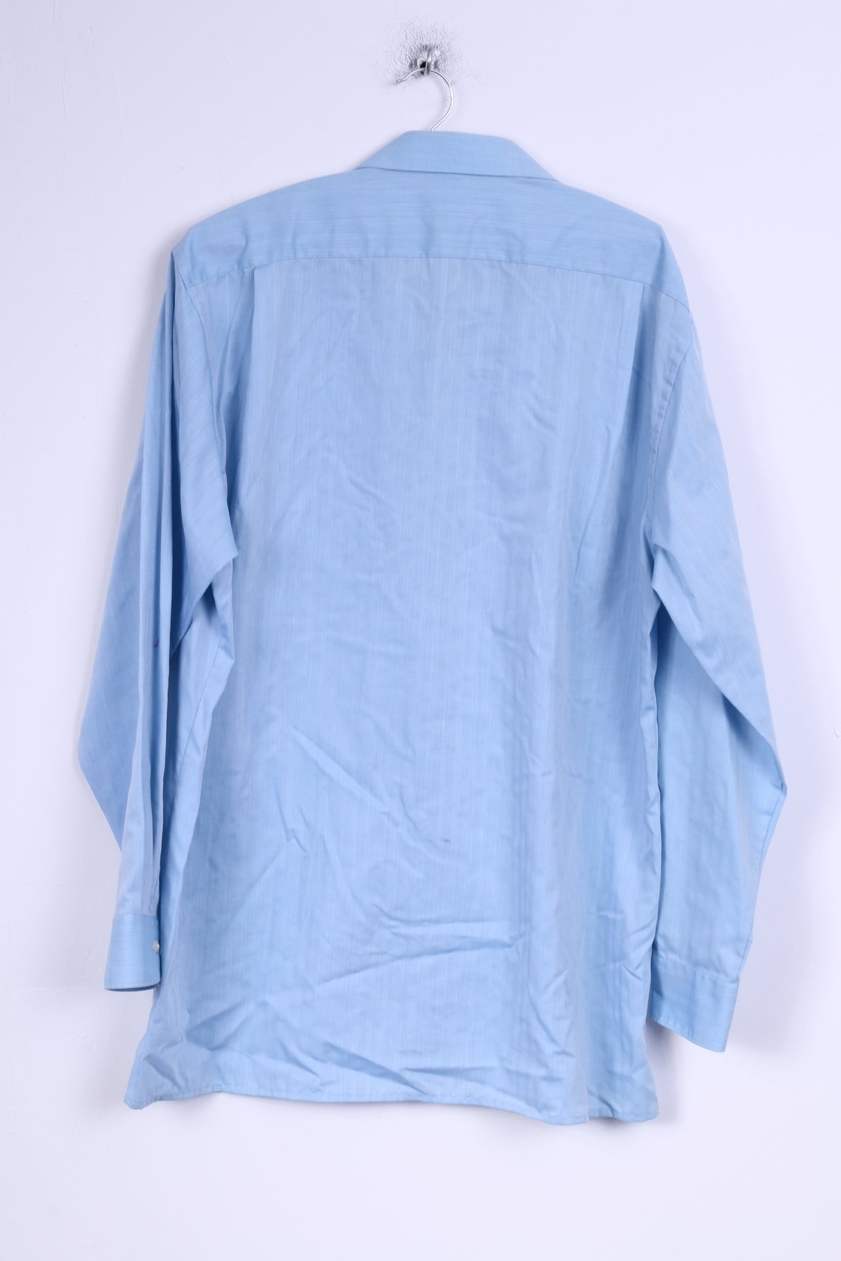 OLYMP Luxor Mens 17 43 XL Casual Shirt Blue Cotton Sim Fit Long Sleeve