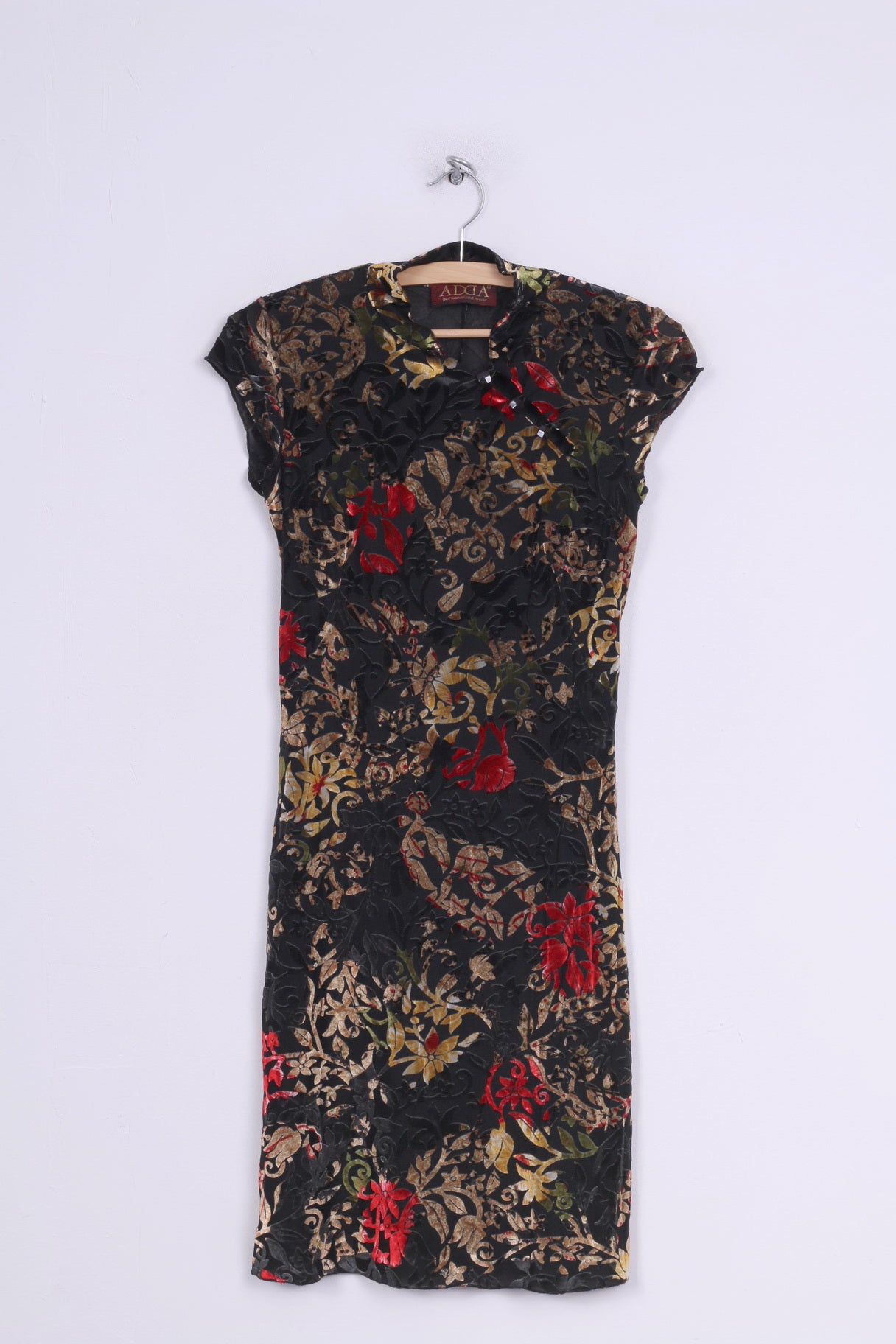 Adda Abbigliamento personalizzato Abito da donna 38 S Nero Mini stampa floreale in stile cinese 