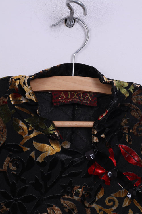 Adda Personalized Wear Robe Femme 38 S Noir Mini Style Chinois Imprimé Fleur 