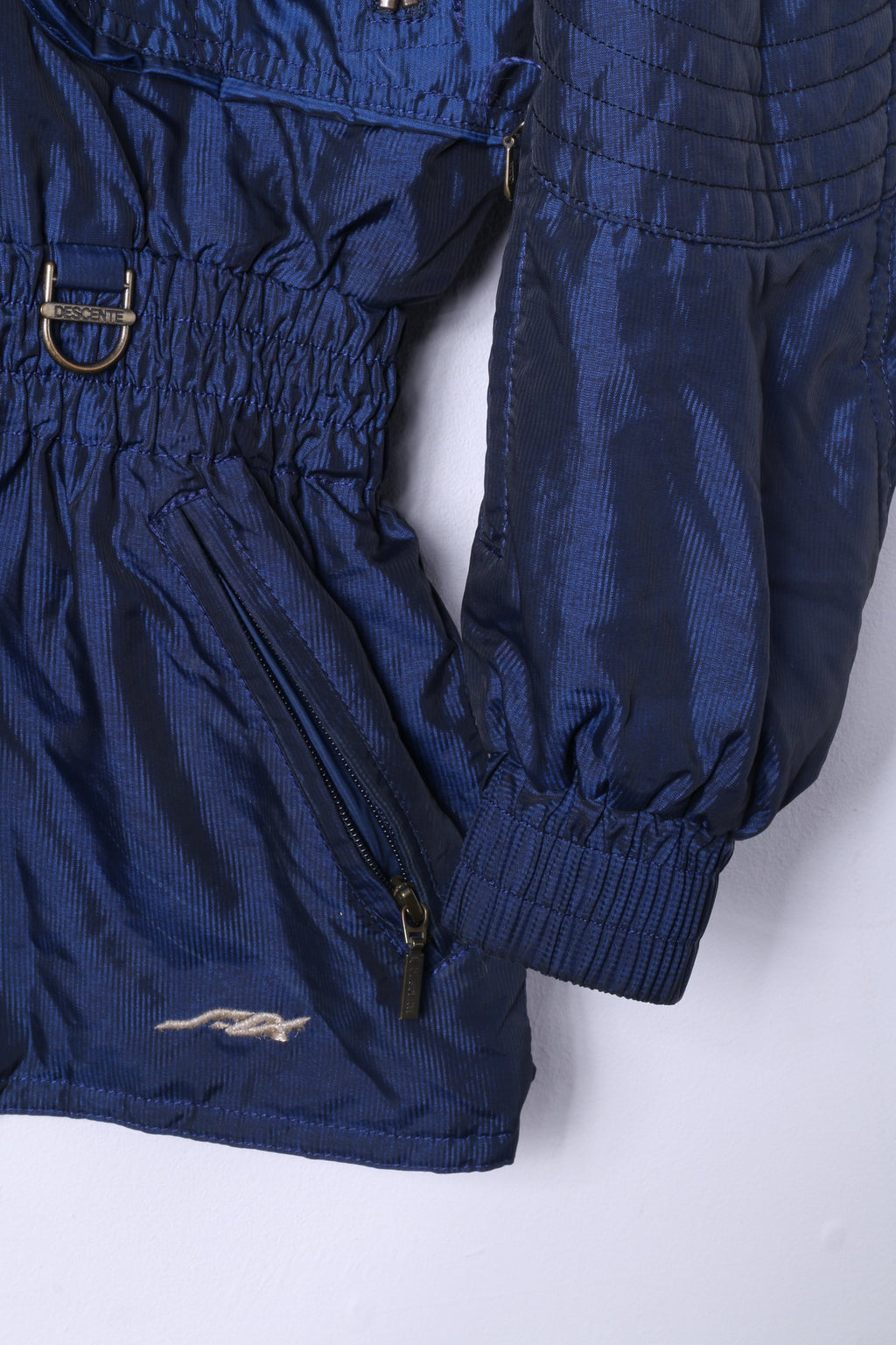 Descente Womens 10 40 M Ski Jacket Retro Navy Shiny Nylon Winter Snowboarding