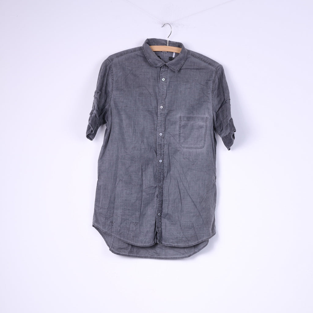 Diesel M Camicia casual da uomo a maniche corte in cotone grigio, top estivo