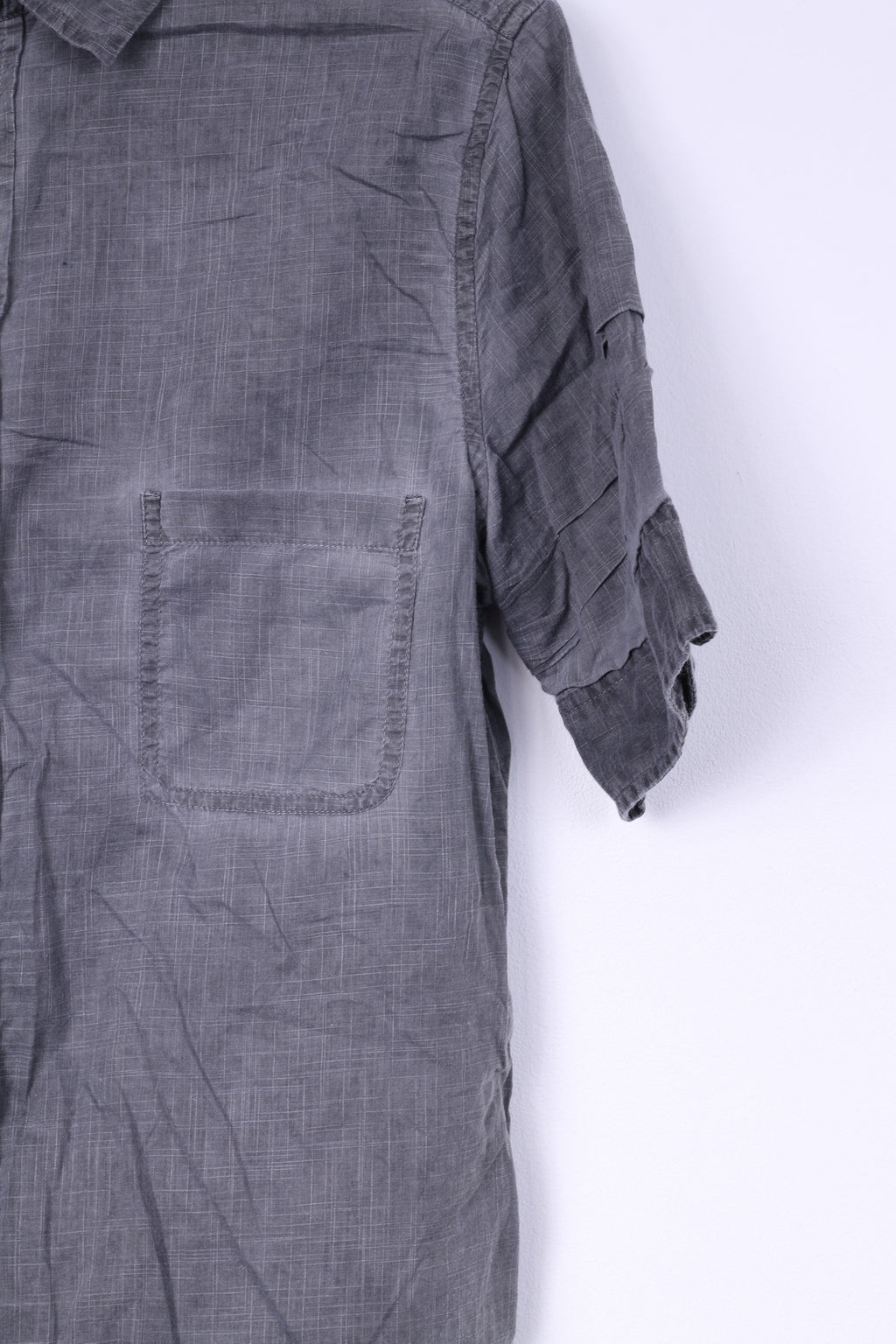 Diesel M Camicia casual da uomo a maniche corte in cotone grigio, top estivo