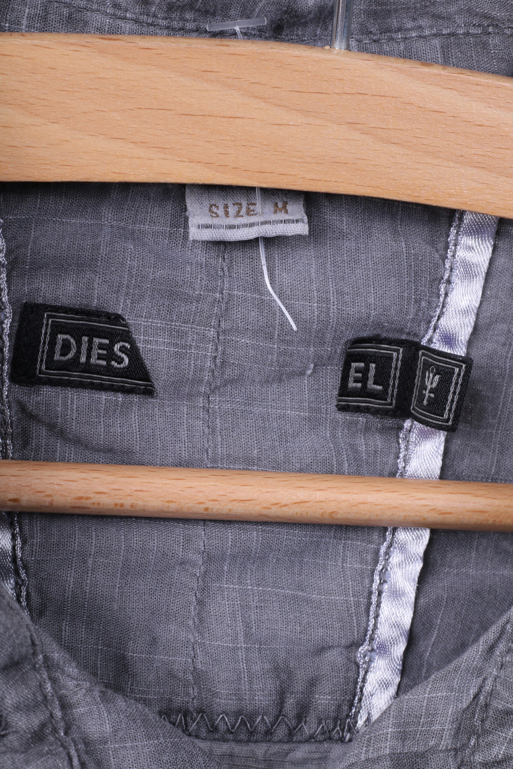 Diesel M Camicia casual da uomo a maniche corte in cotone grigio, top estivo