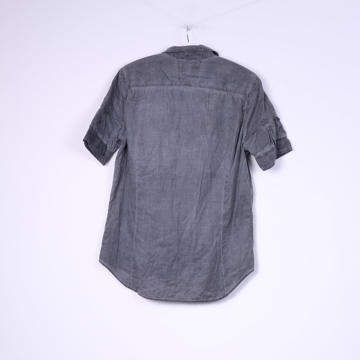 Diesel Mens M Casual Shirt Short Sleeve Grey Cotton Summer Top