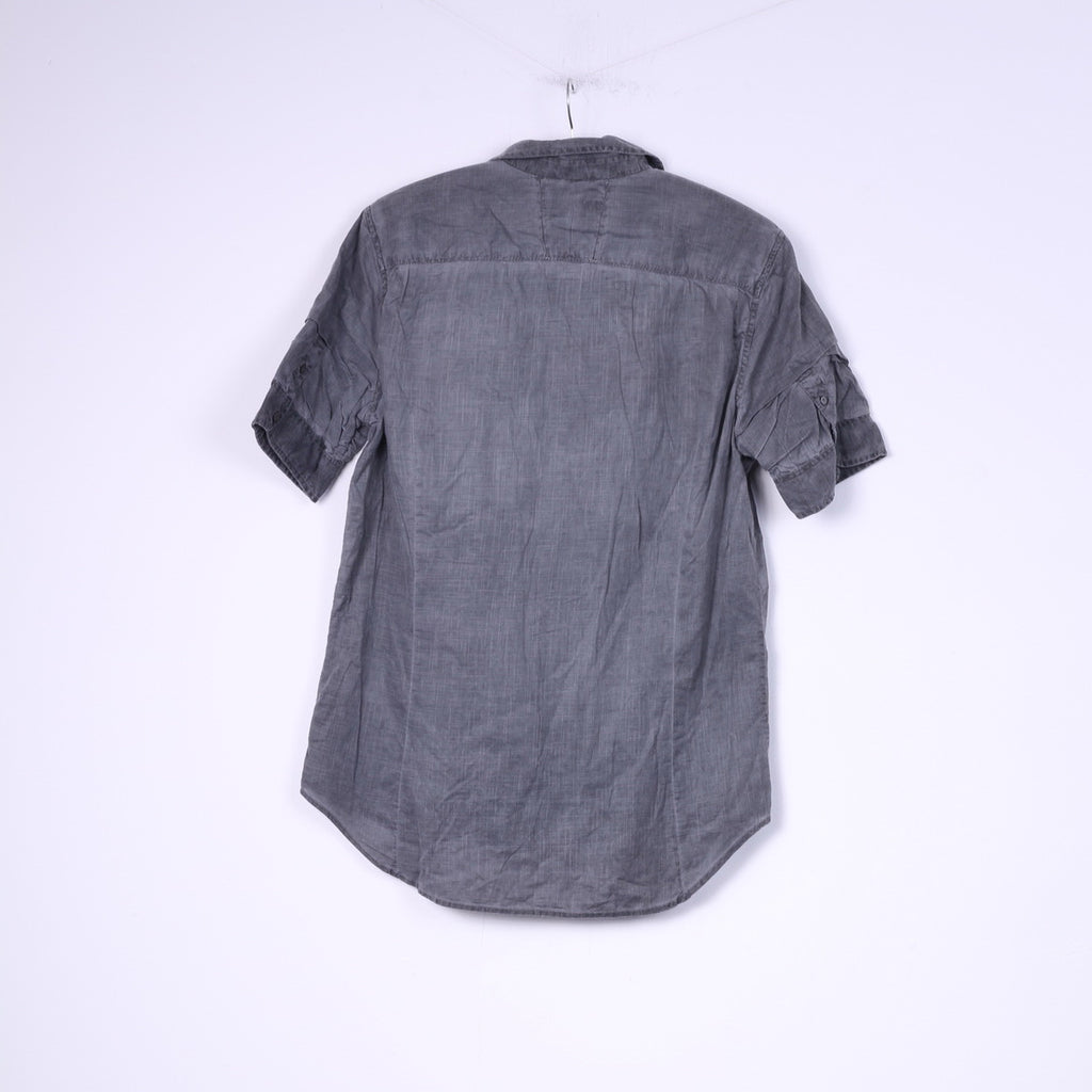 Diesel M Camicia casual da uomo a maniche corte in cotone grigio, top estivo
