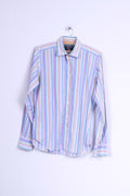 Camicia casual da uomo Charles Tyrwhitt in cotone a righe blu a maniche lunghe