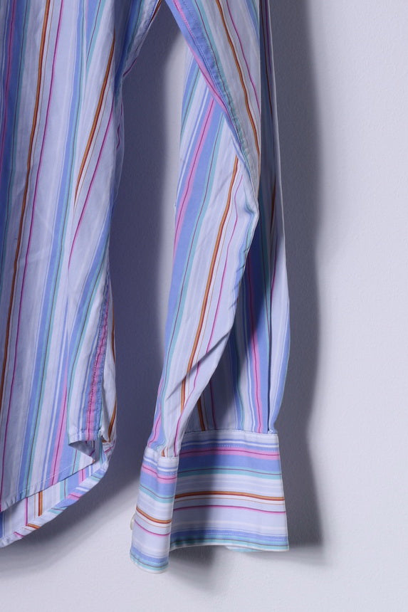 Charles Tyrwhitt Chemise décontractée pour homme en coton à rayures bleues à manches longues