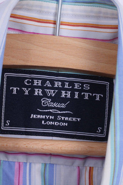 Charles Tyrwhitt Chemise décontractée pour homme en coton à rayures bleues à manches longues