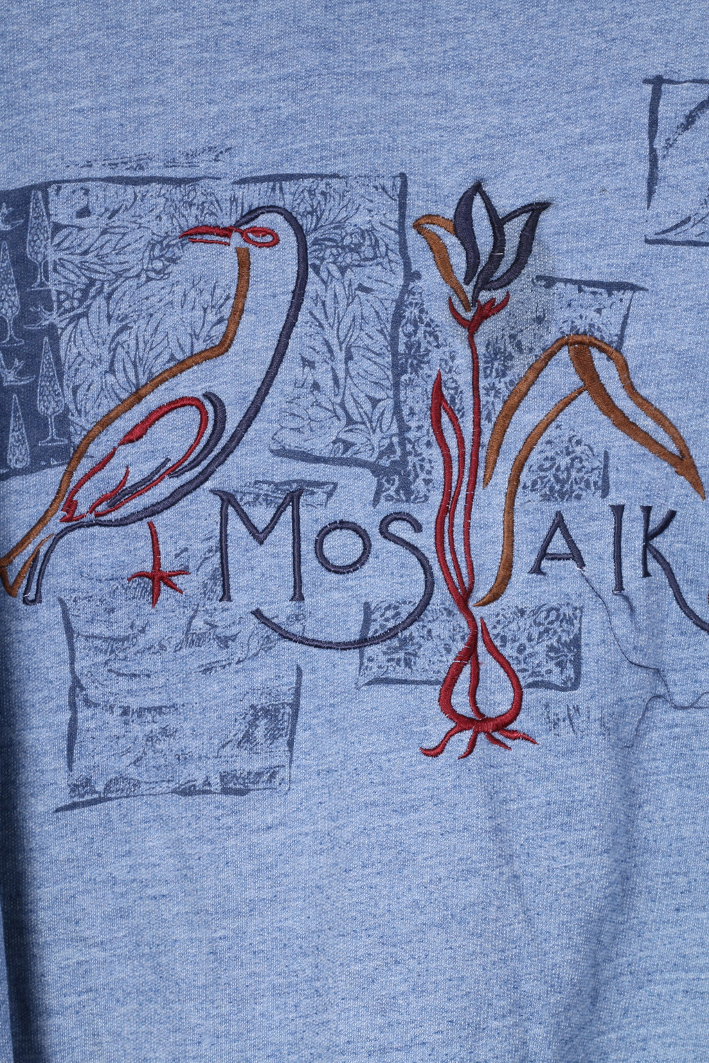 Lindex Collection For Women 42/44 XL Womens Graphic Jumper Zip Neck Blue Cotton