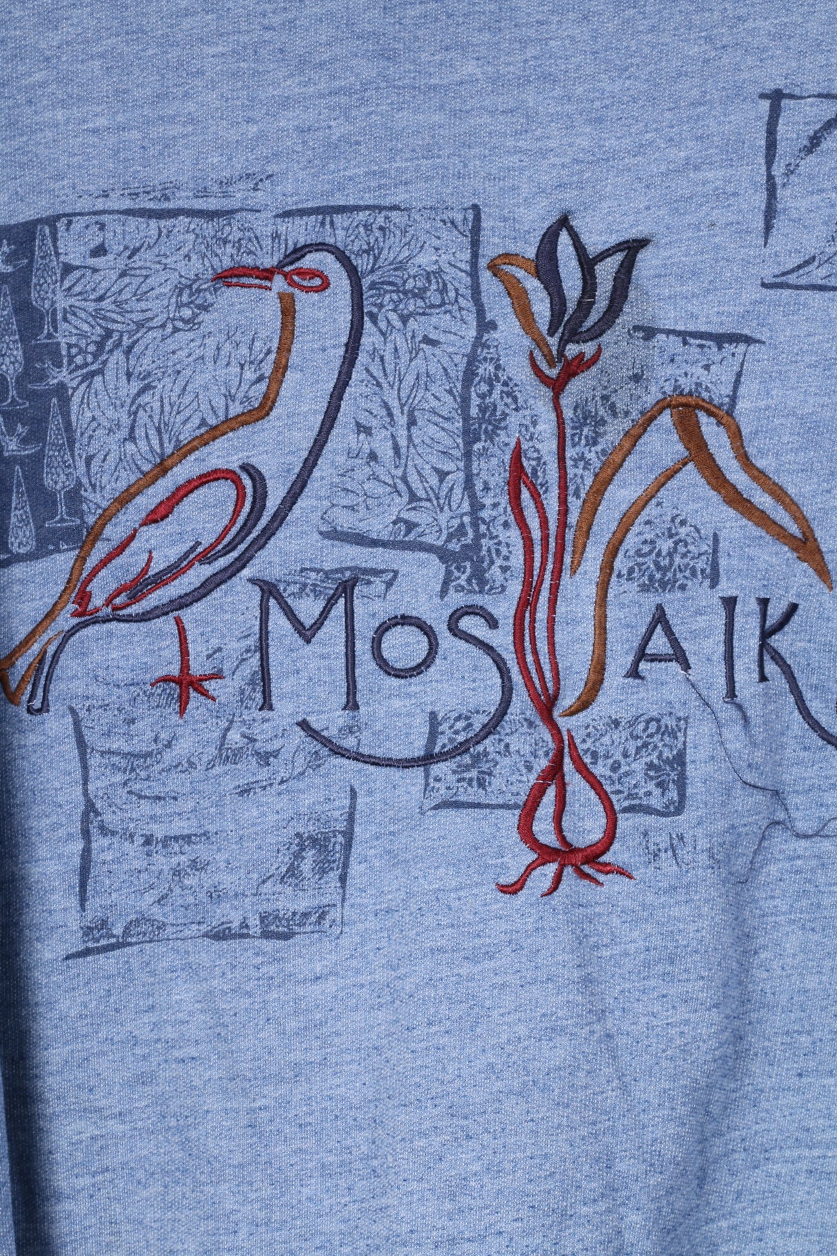 Lindex Collection For Women 42/44 XL Womens Graphic Jumper Zip Neck Blue Cotton