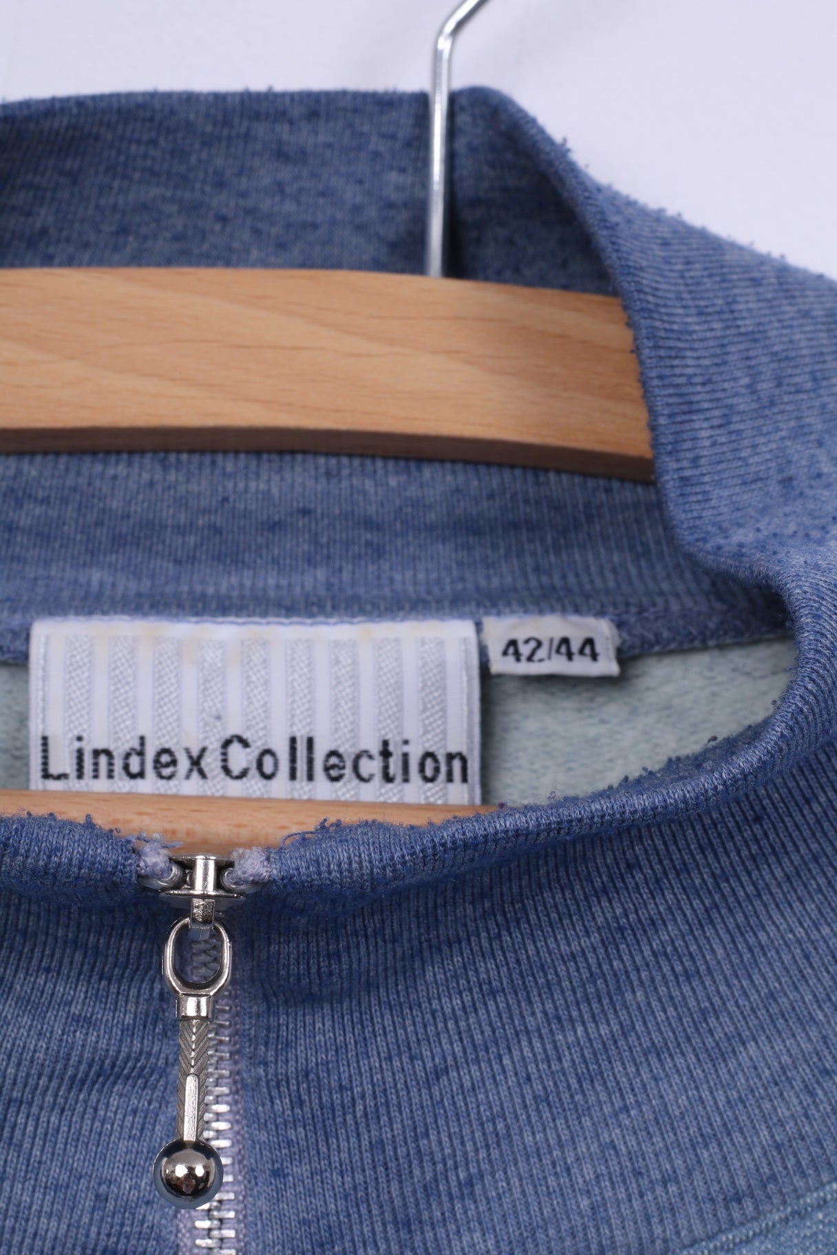 Lindex Collection For Women 42/44 XL Womens Graphic Jumper Zip Neck Blue Cotton