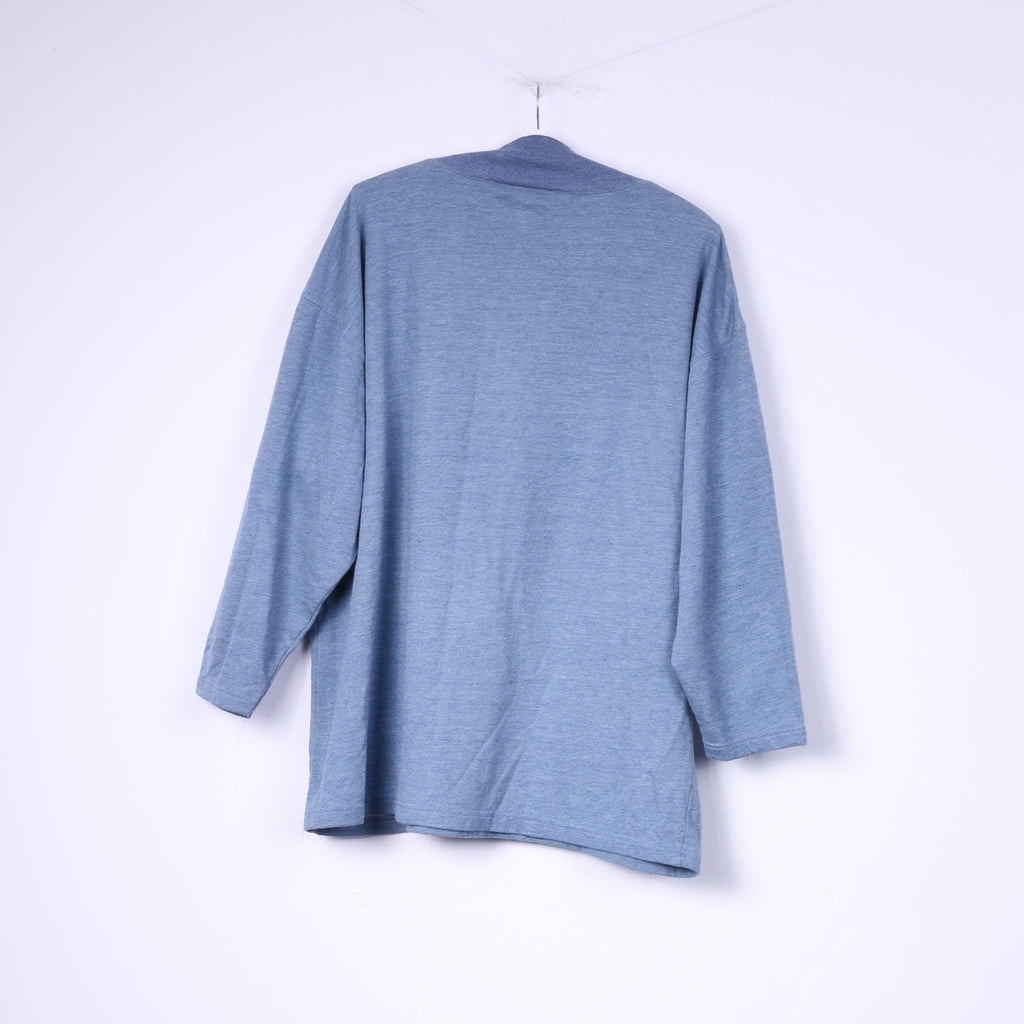 Lindex Collection For Women 42/44 XL Womens Graphic Jumper Zip Neck Blue Cotton