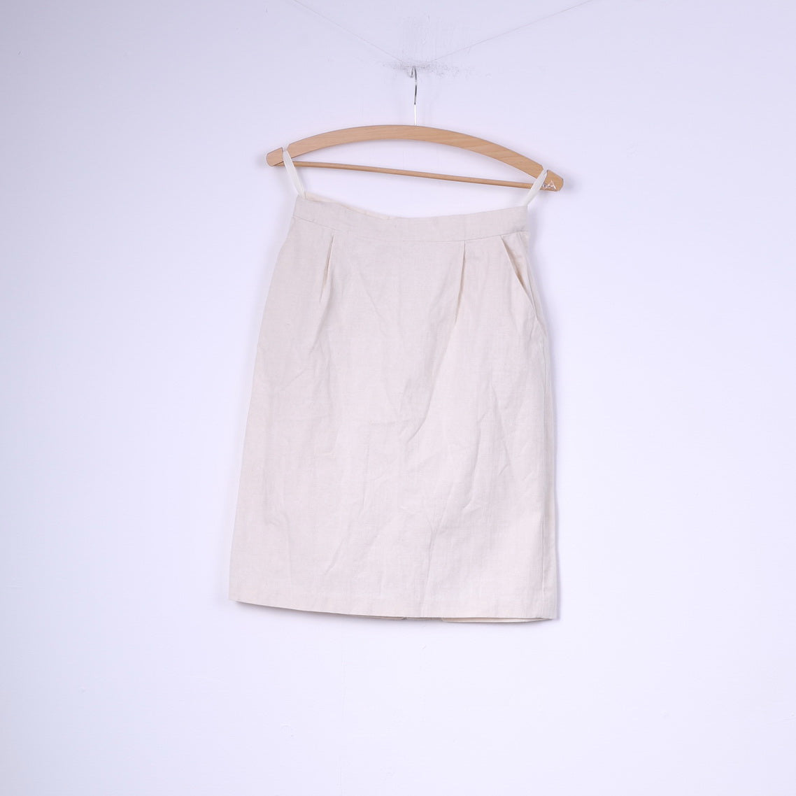 Mia Cassara Roma Womens 12 M Suit Pencil Skirt Blazer Beige Cotton Linen 2 Piece