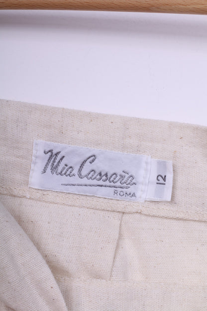 Mia Cassara Roma Womens 12 M Suit Pencil Skirt Blazer Beige Cotton Linen 2 Piece
