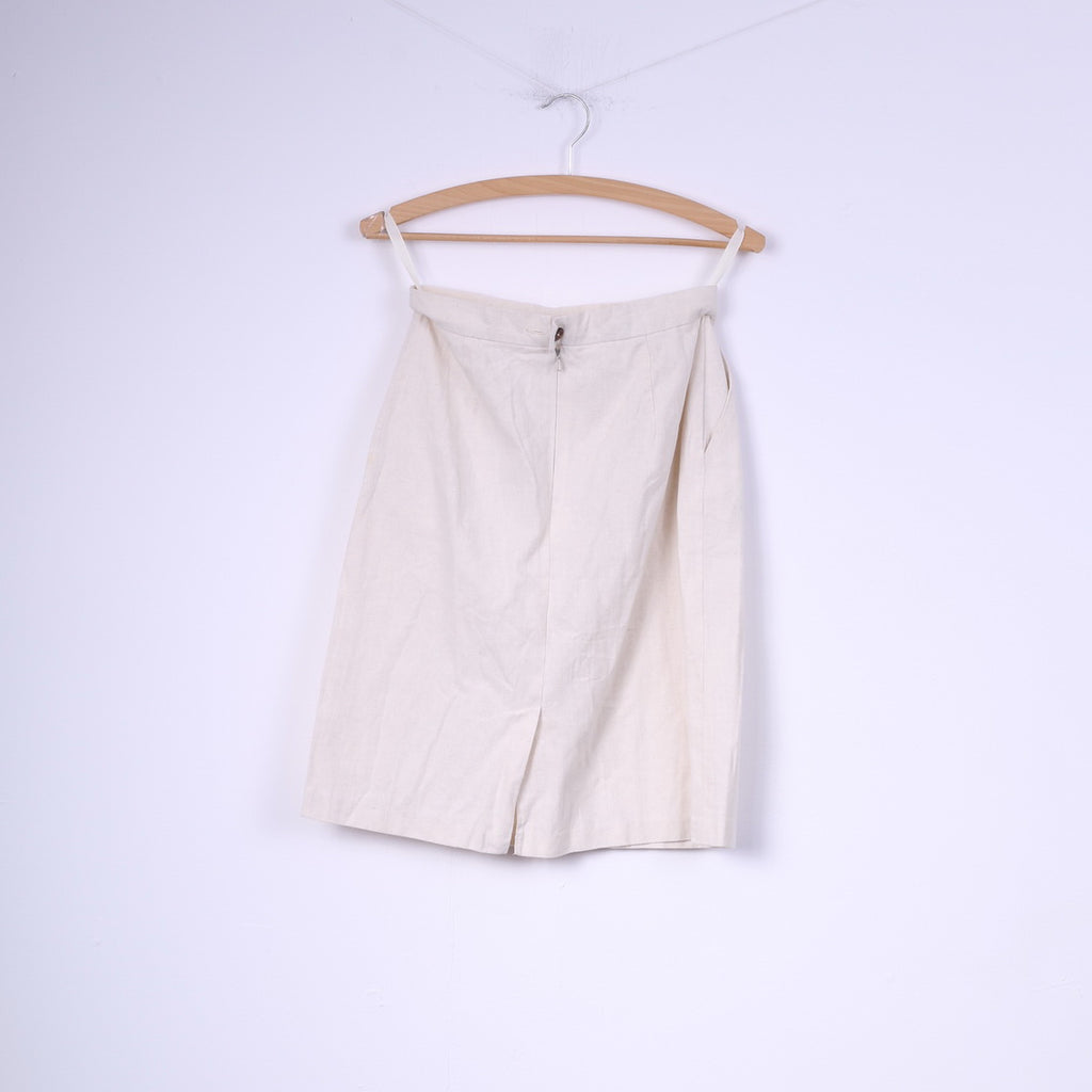 Mia Cassara Roma Womens 12 M Suit Pencil Skirt Blazer Beige Cotton Linen 2 Piece