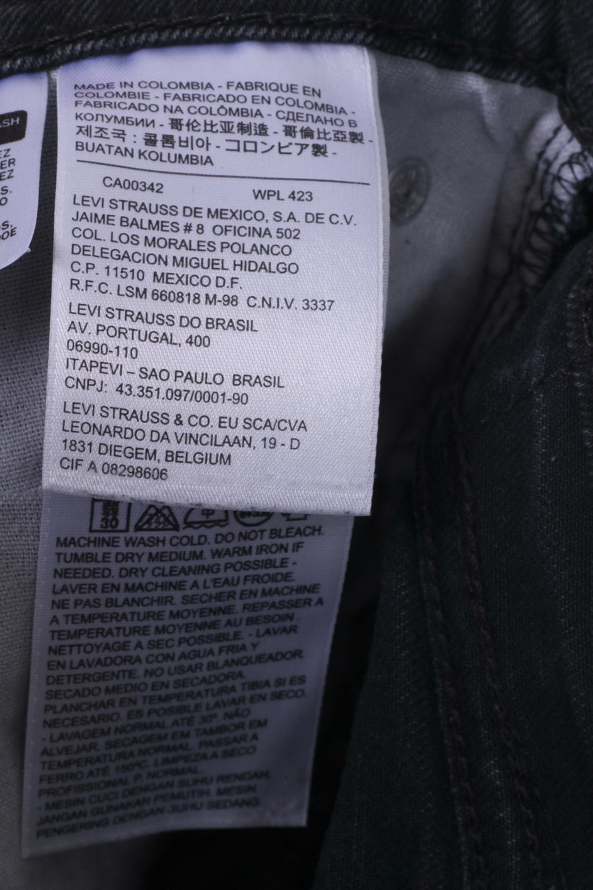 Levi Strauss&amp;Co Pantalon W32 L32 Homme Denim Noir Coton