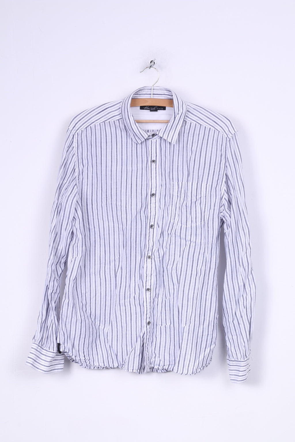 Kenneth Cole Chemise décontractée en coton rayé à manches longues pour homme