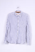 Kenneth Cole Camicia casual da uomo L in cotone a righe a maniche lunghe