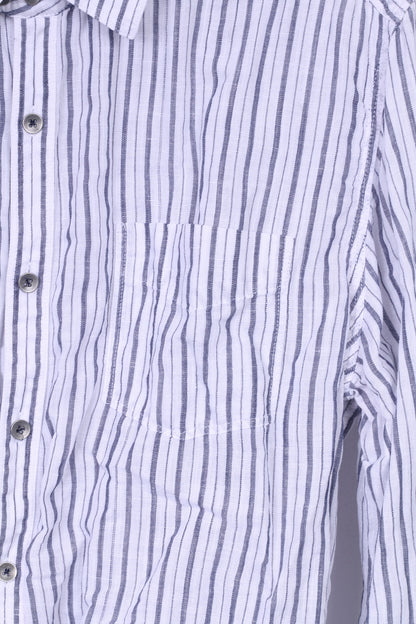 Kenneth Cole Camicia casual da uomo L in cotone a righe a maniche lunghe