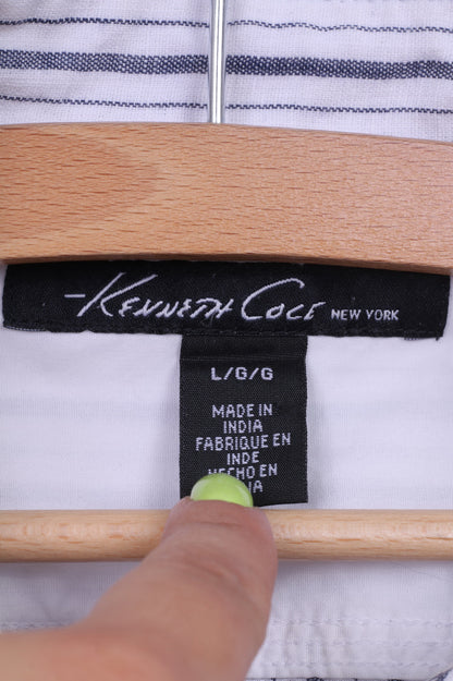 Kenneth Cole Chemise décontractée en coton rayé à manches longues pour homme