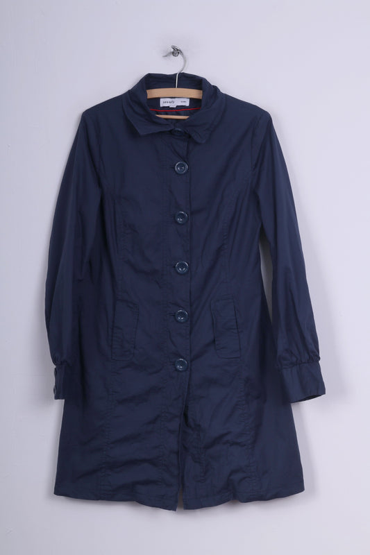Sara Kelly by Ellos Womens 42 M Trench Coat Navy Single Breasted Cotton