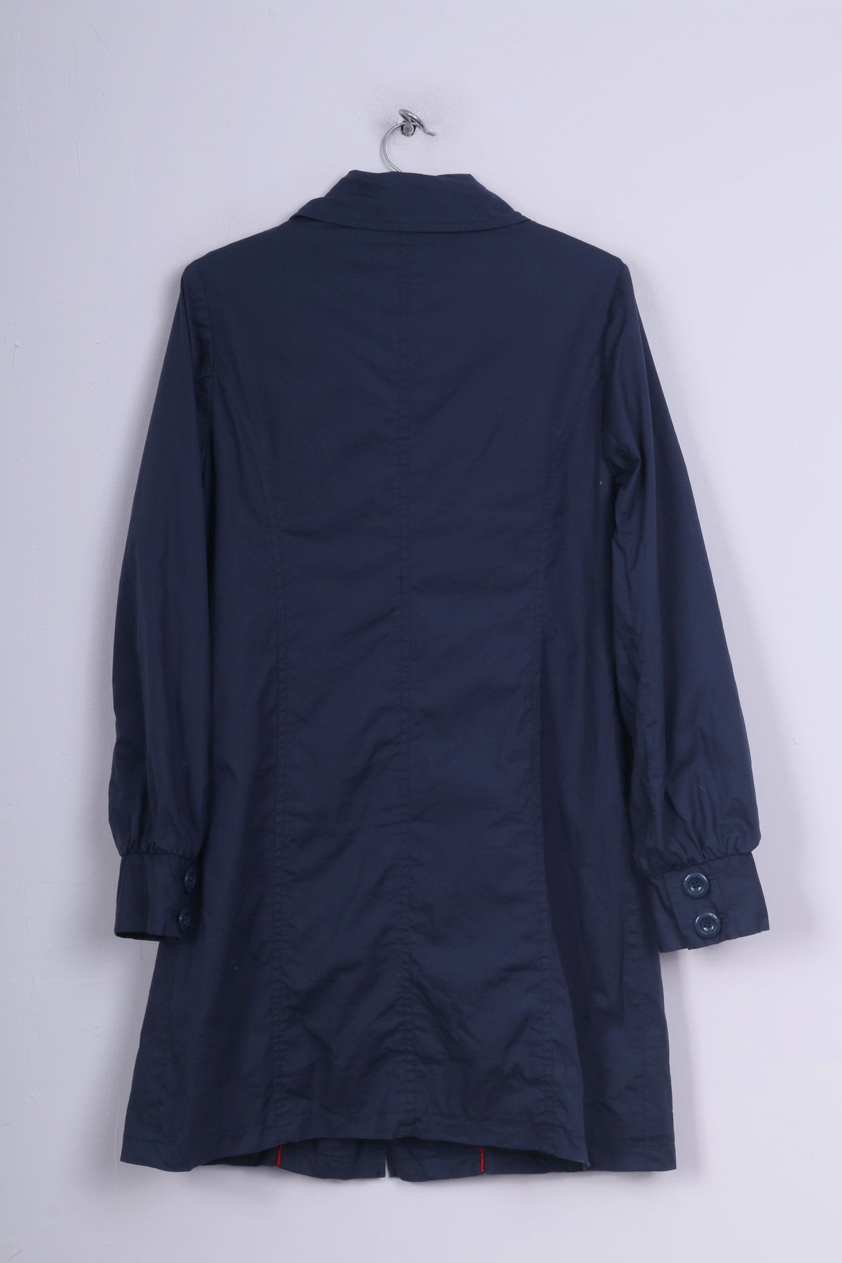 Sara Kelly by Ellos Womens 42 M Trench Coat Navy Single Breasted Cotton