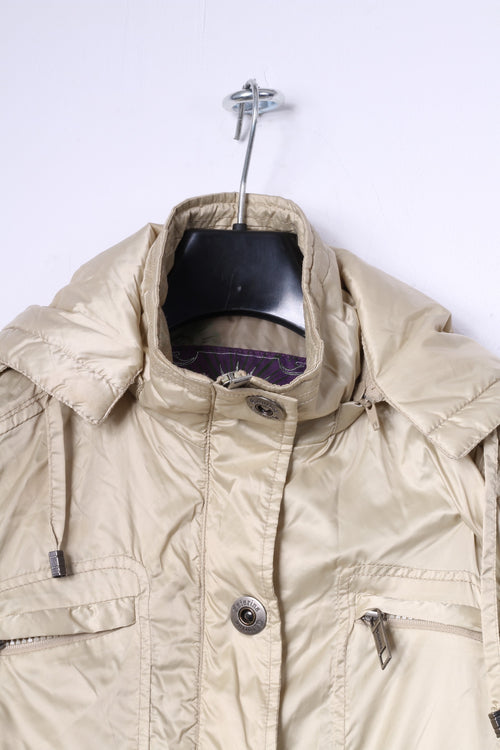 Catarina Womens S (XS) Jacket Gold Shiny Belted Hooded Lightweight Fit Top