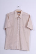 Levis Mens 16 41 S Casual Shirt Beige Cotton Short Sleeve