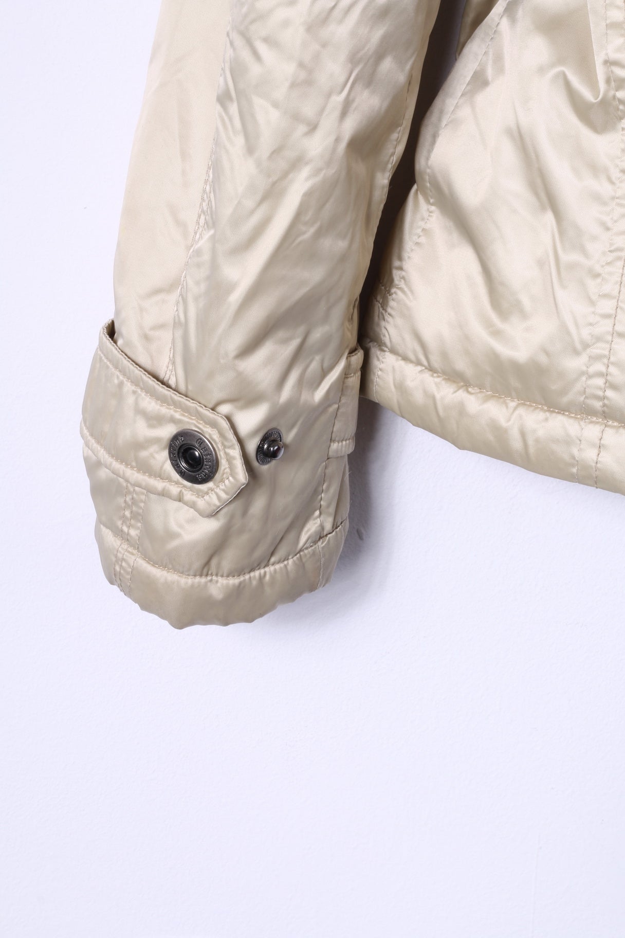 Catarina Womens S (XS) Jacket Gold Shiny Belted Hooded Lightweight Fit Top