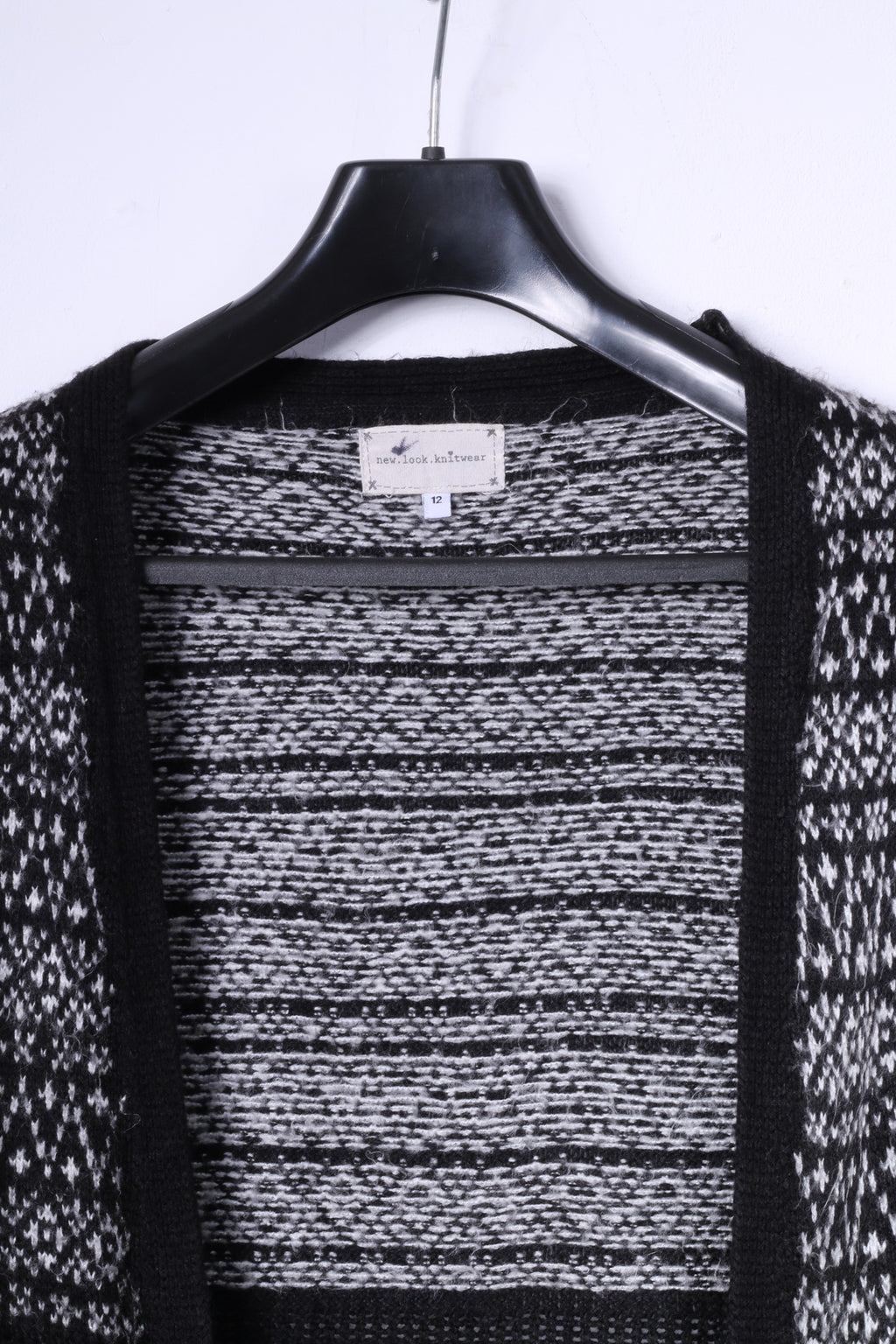 New Look Knitwear Womens 12 40 M Open Front Cardigan Black Sweater Top