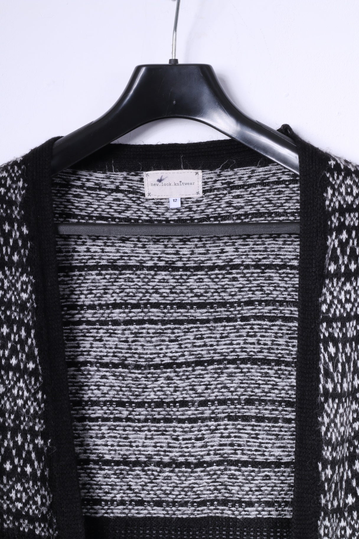 New Look Knitwear Womens 12 40 M Open Front Cardigan Black Sweater Top