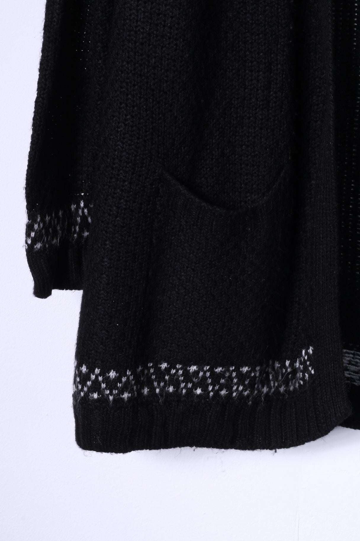 New Look Knitwear Womens 12 40 M Open Front Cardigan Black Sweater Top