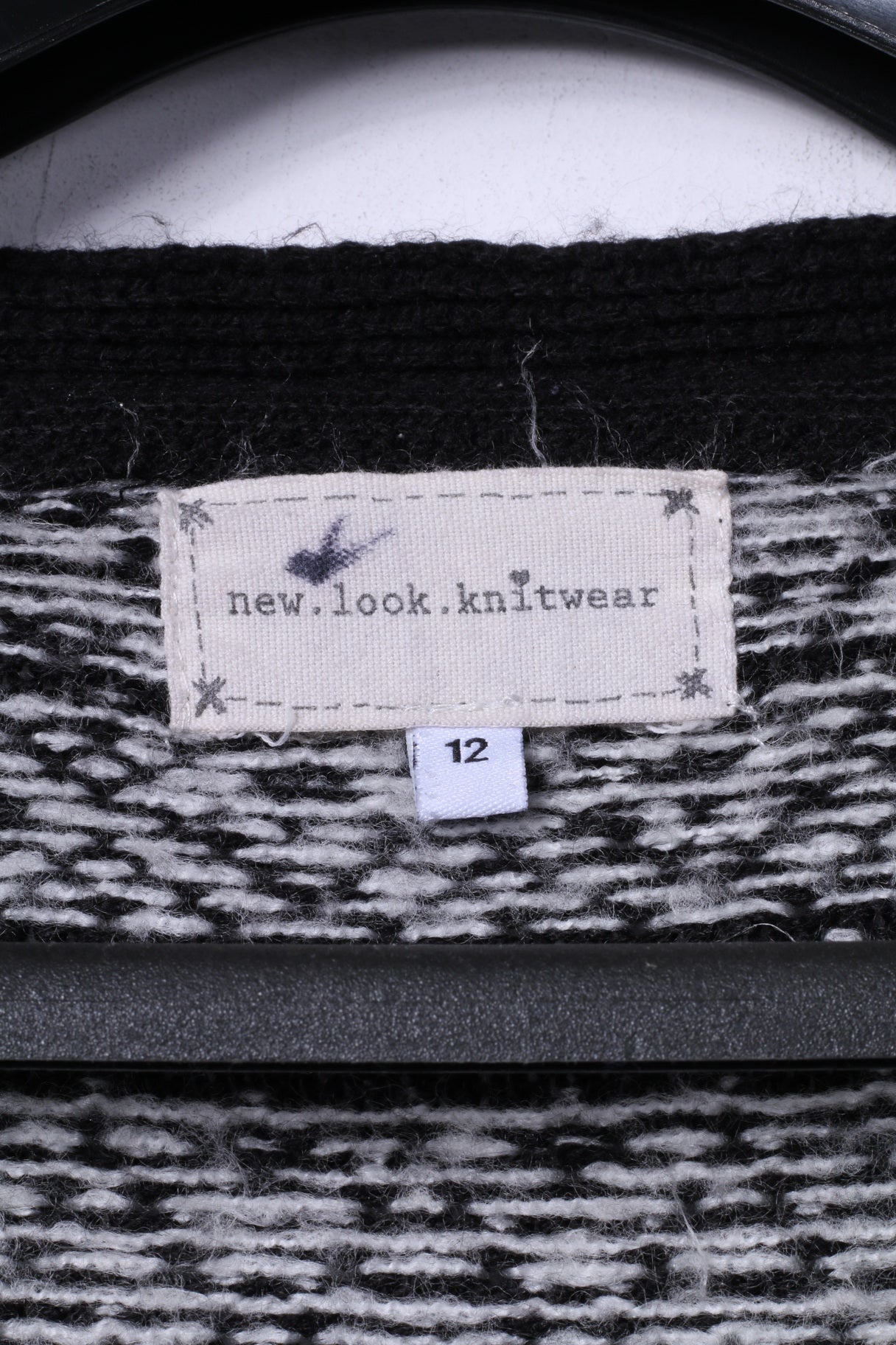 New Look Knitwear Womens 12 40 M Open Front Cardigan Black Sweater Top