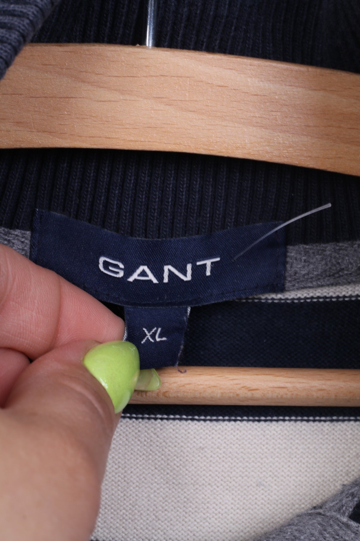 Gant Uomo XL Maglione in cotone Maglione a righe in cotone blu scuro