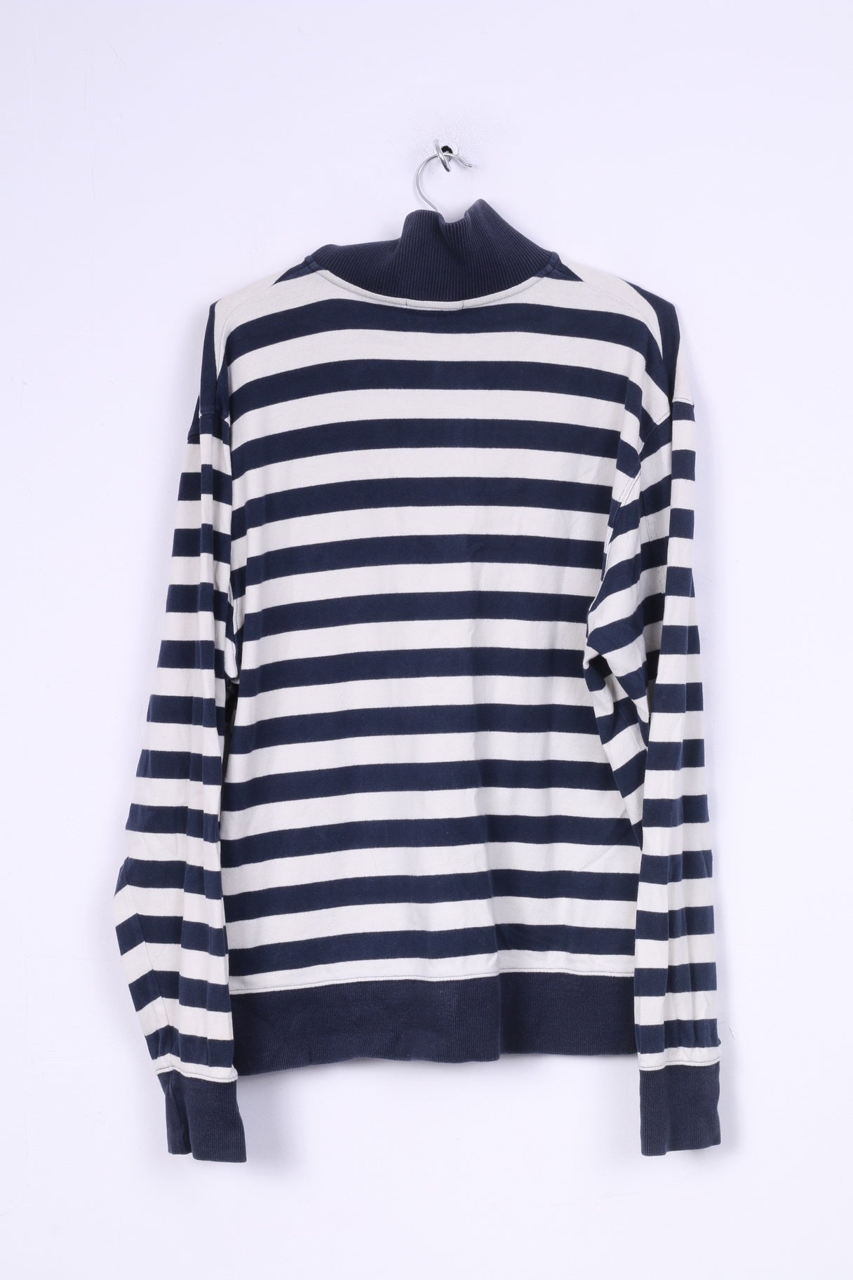 Gant Mens XL Jumper Cotton Sweater Striped Cotton Navy